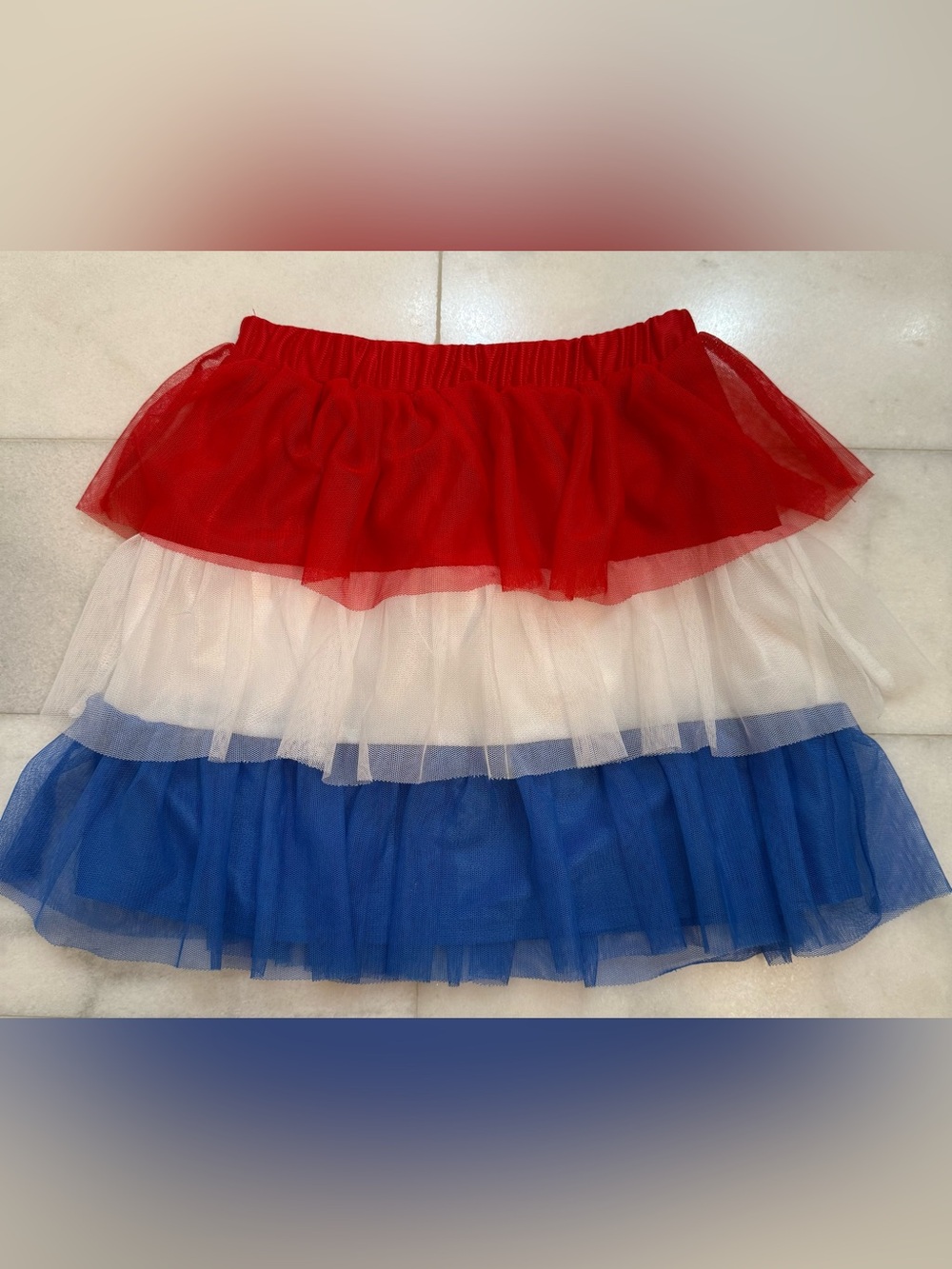 Wonder Nation Girls Red White Blue Tiered Tulle Skirt